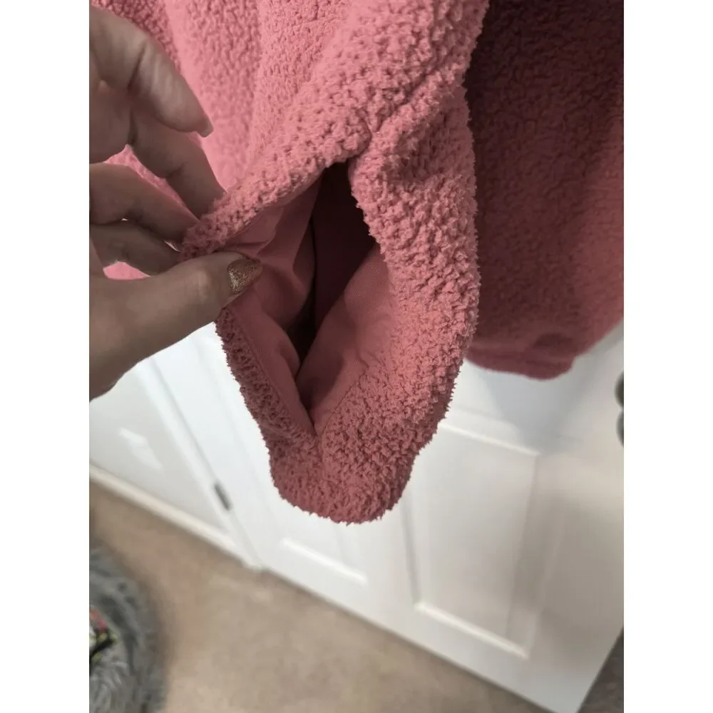 Nike Dusty Pink Crop Therma-Fit Fleece Pullover with Pockets XXL - Picture 5 of 5